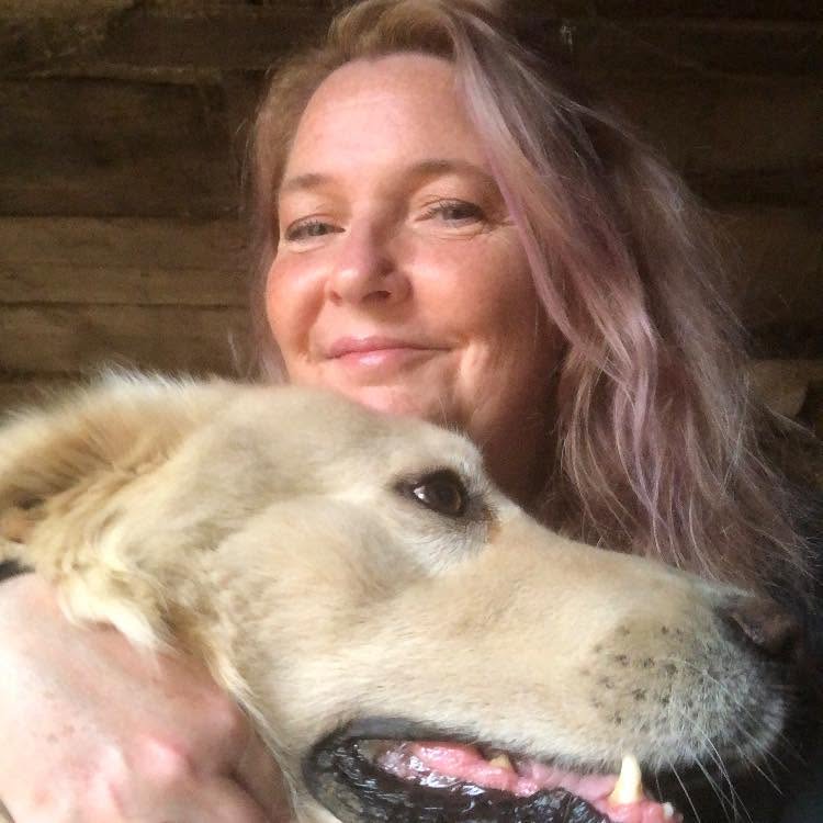 Lisa Steiner with a dog.